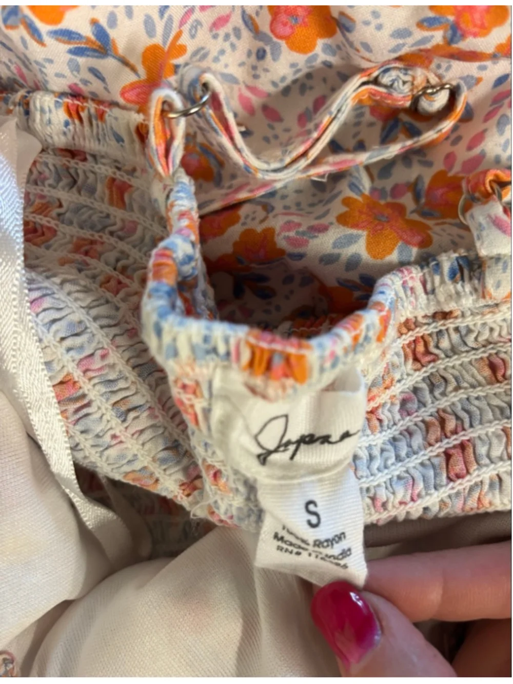 Sun Dress Jopana White Orange Floral High Low Dress Small - Picture 7 of 7